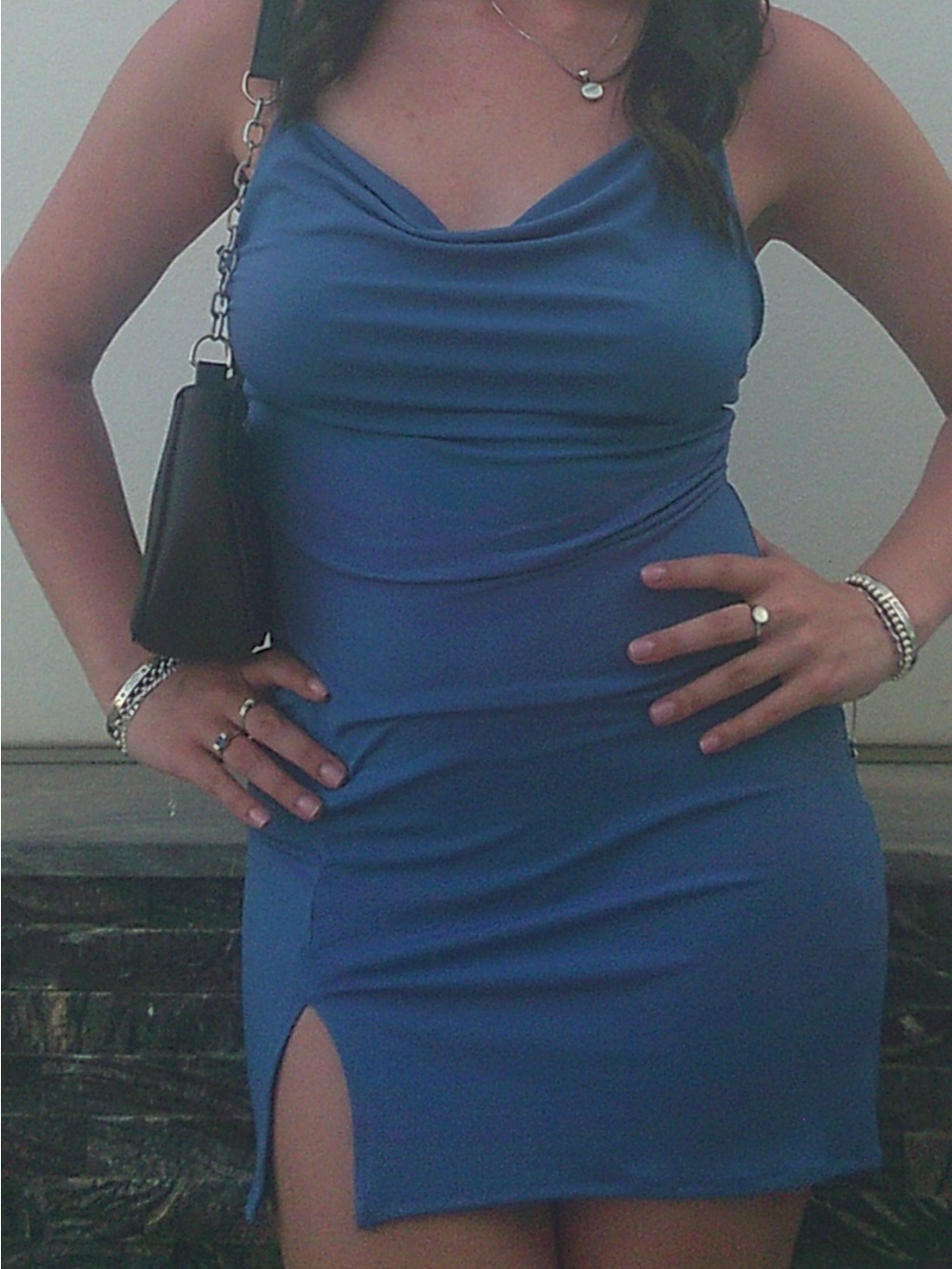 Pull&Bear blue Cowl Neck Slip Mini Dress